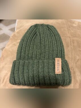 Furtalk Kids Olive Ribbed Knit Beanie
